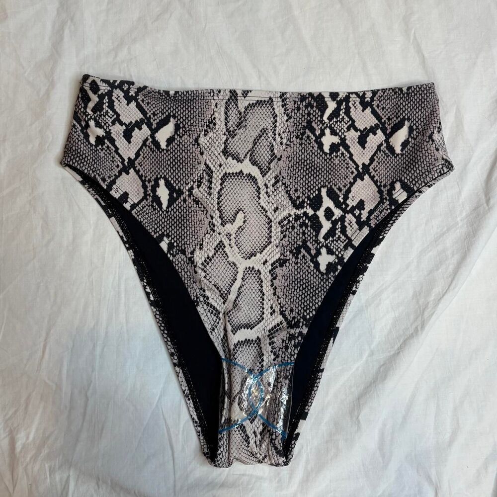 Topshop Snakeskin High Waist Bikini Bottoms Sz 6 Medium Y2K Animal Print Swim